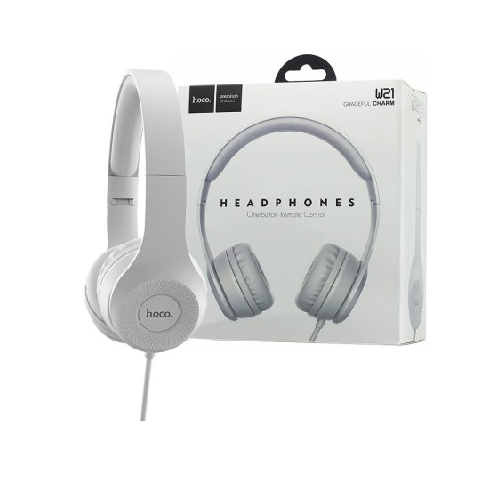 Auriculares Graceful Charm Hoco W21 con Cabo a Micrófono Control de Un Botón 1,2 m 3,5 mm Gris